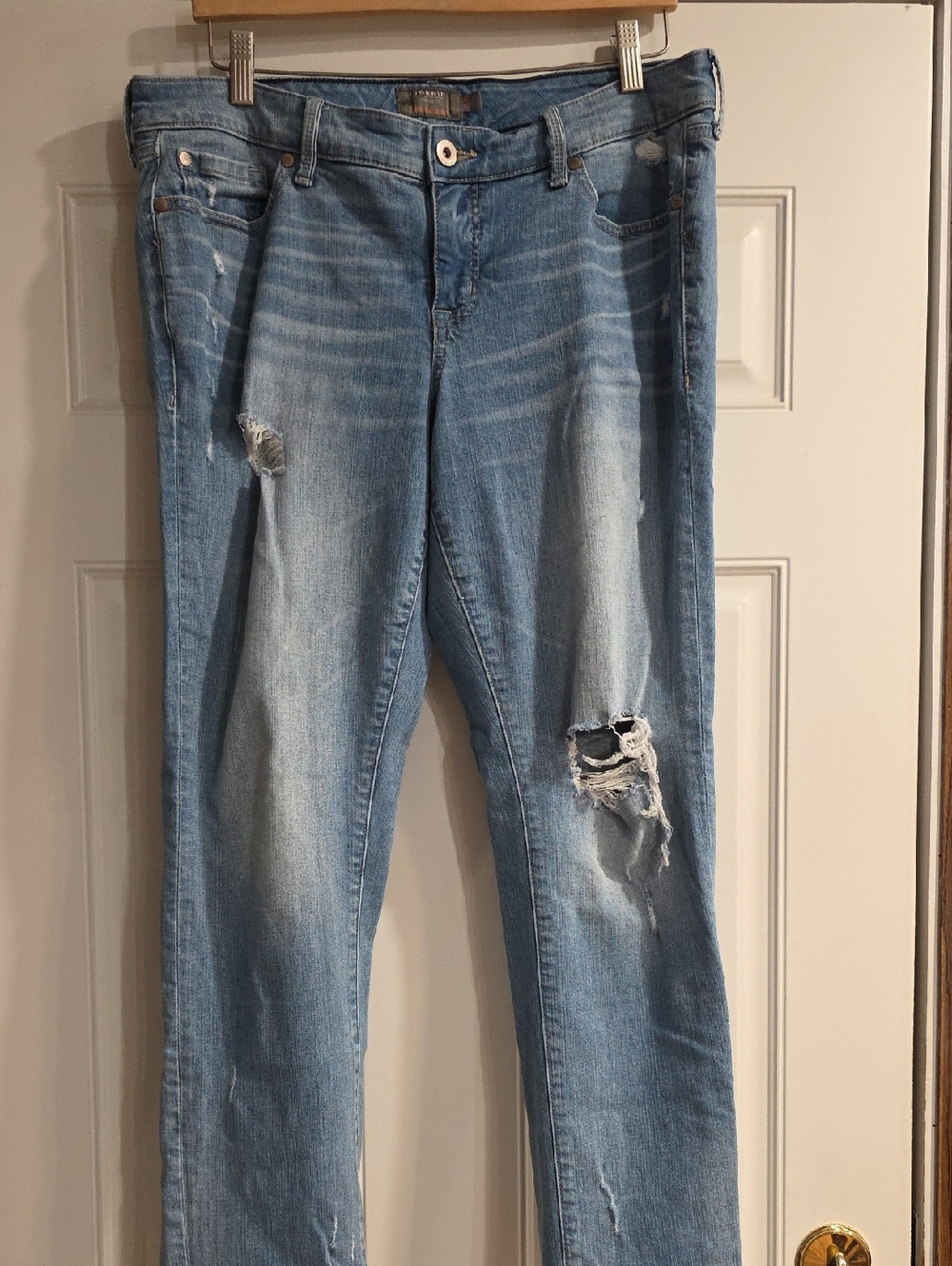 torrid Feel The Fit Boyfriend Straight Light Blue Distressed Jeand Size 12R